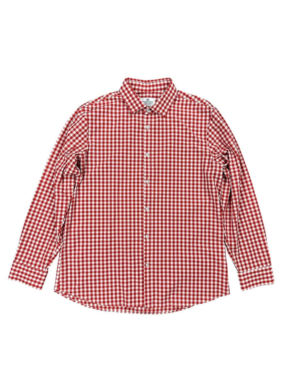 Mizzen+Main Trim Fit Checkered Long Sleeve Button Down Red - 2XL